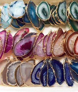 ON SALE Large Geode Agate Slice Druzy Pendant with Gold Plated Edge - Drusy Druzzy Agate Lace Slice Pendant - 9 Colors for choose (S2V4_31)