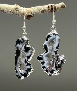 Oco Geode Slice Crystal Earrings: Handmade Gemstone Dangle Earrings - Color Varies