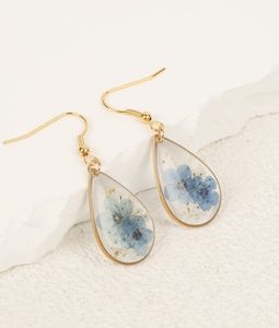 Forget Me Not Flower Earrings for Women, Dangle Drop Earrings, Pressed Real Floral Resin Jewelry Set for Mother