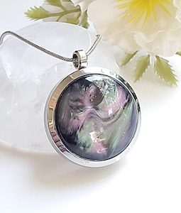 Aurora Borealis Locket Necklace | Large Keepsake Jewellery Lockets | Cremation Urn Jewelry | Memorial Ashes Pendant | Condolence Gifts