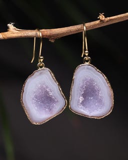 Geode Druzy Dangle Earrings | 925 Sterling Silver, Gold Plated