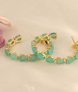 Natural Agate Druzy Hoop Earrings - Handmade Teardrop Studs Sugar Druzy Gemstone