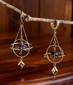 Celestial Orbit Dangle Earrings, Copper Resin Zircon