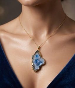 Handmade Druzy Agate Pendant Necklace, Blue Crystal Geode Jewelry, Natural Stone Necklace, Elegant Piece, Birthday Anniversary Jewelry