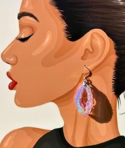 Lightweight Pink Holographic Geode Inspired Earrings