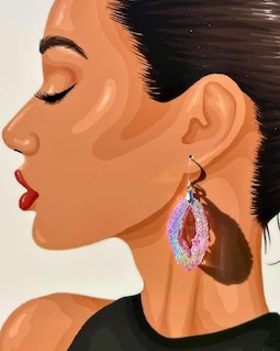 Lightweight Pink Holographic Geode Inspired Earrings